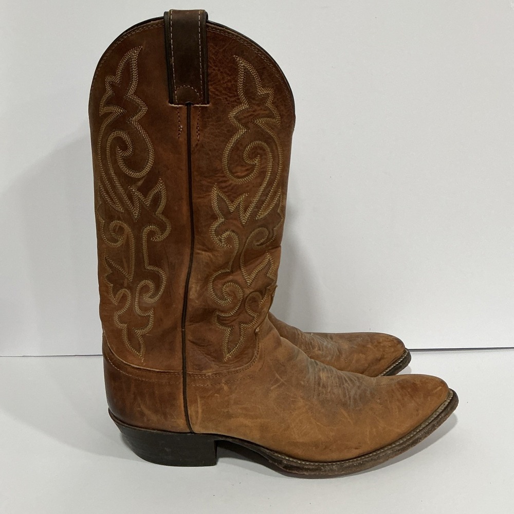 Justin 2253 Buck Bay Apache Brown Leather Men's Cowboy Boots - Size 10.5D